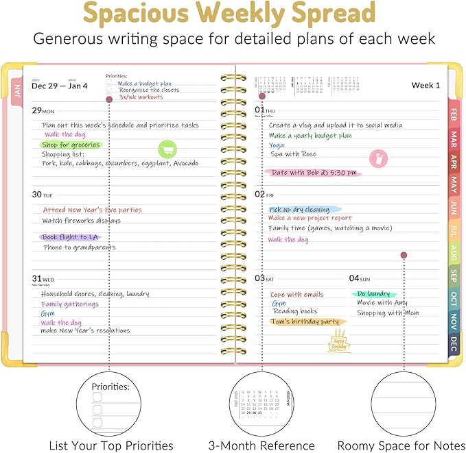 Forvencer 2026 Planner, Hardcover Calendar Planner Weekly and Monthly, Jan 2026 - Image 3