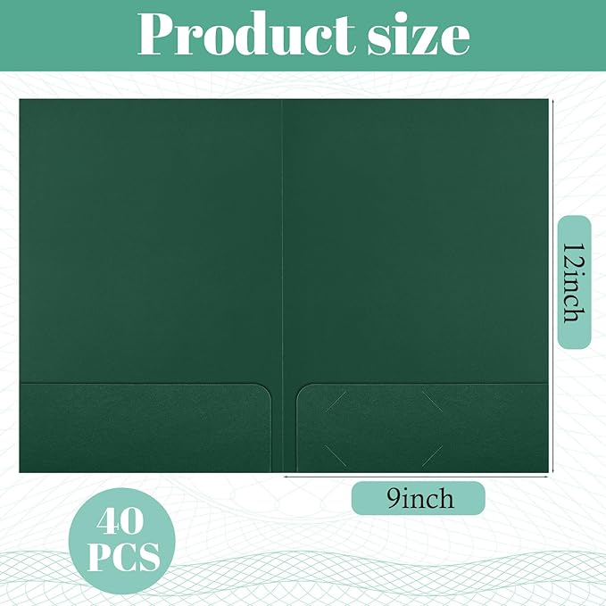 Harloon 40 Pcs Tax Return Folders 12 x 9 Inches 2 Pocket Folders Bulk Gold Foil - Image 2