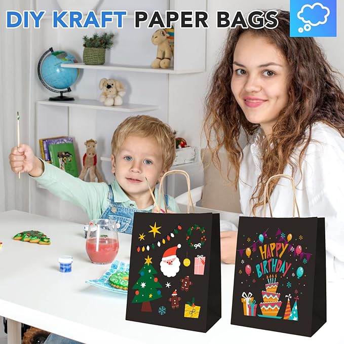 XPCARE 200Pack Paper Bags 8x4.5x10 Inch, Plain Medium Paper Bags - Image 4