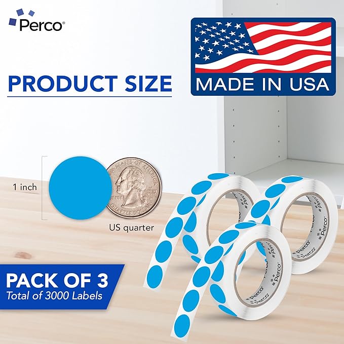 Perco Light Blue 1-Inch Round Circle Dot Sticker Labels - Image 2
