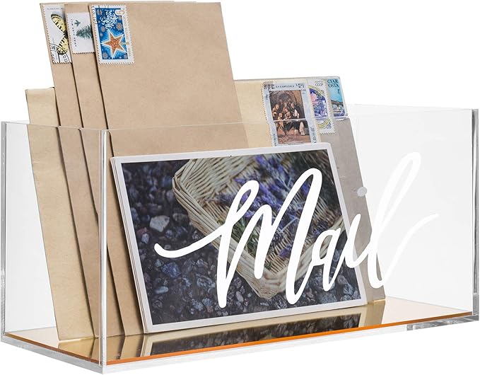 MyGift Clear Acrylic Tabletop Mail Organizer Box - Image 7
