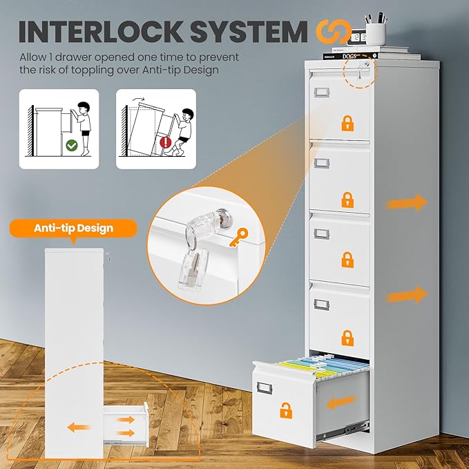AFAIF 5 Drawer File Cabinet - Image 4