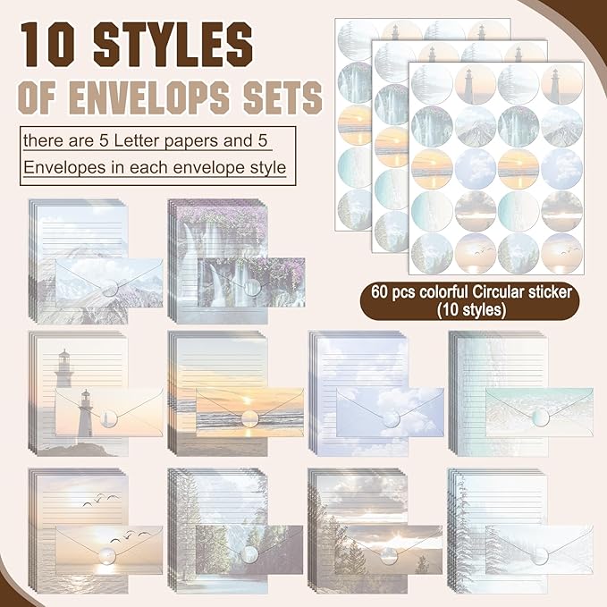 TaoBary 160 Pcs Stationery Paper Set 50 Double Sided Stationery Papers - Image 3