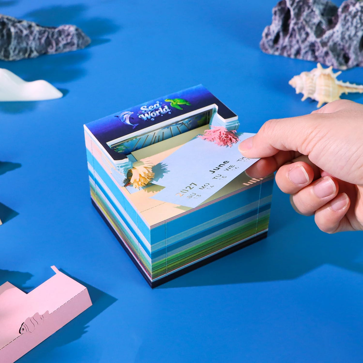 3D Time Piece Calendar, 2027 Desk Calendar With LED Light, 3d Tree Memo Pad C...