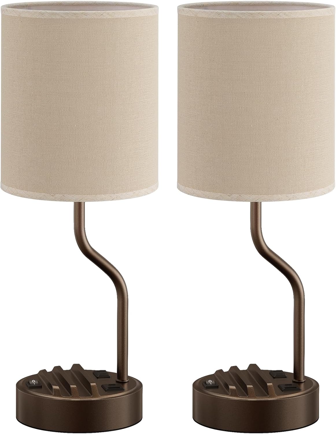 Fenmzee Bedside Lamps for Bedroom Set - 18" Beige Table Lamp for Nightstand