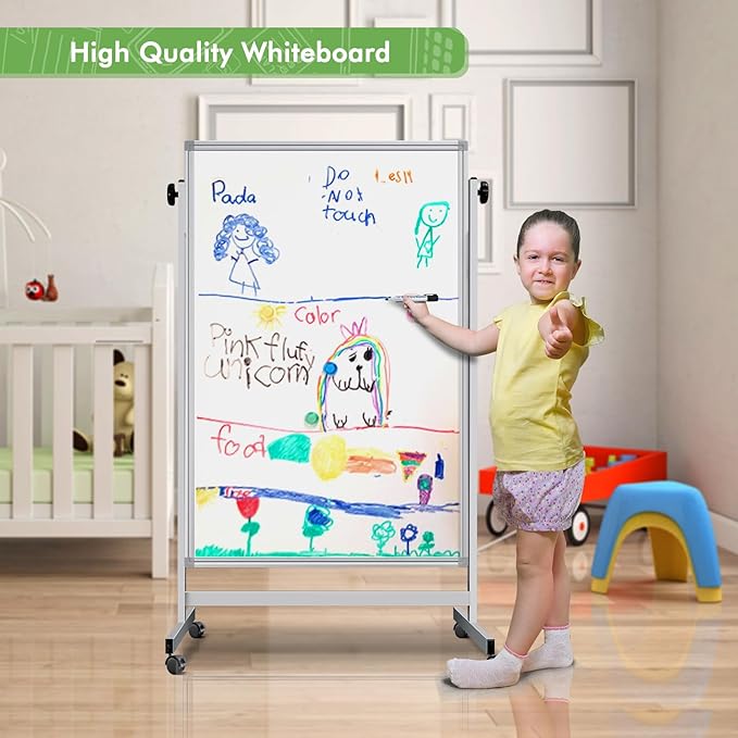 Rolling Whiteboard on Wheels, 32x48 Inches Double-Sided Magnetic Dry Erase Board - Image 5
