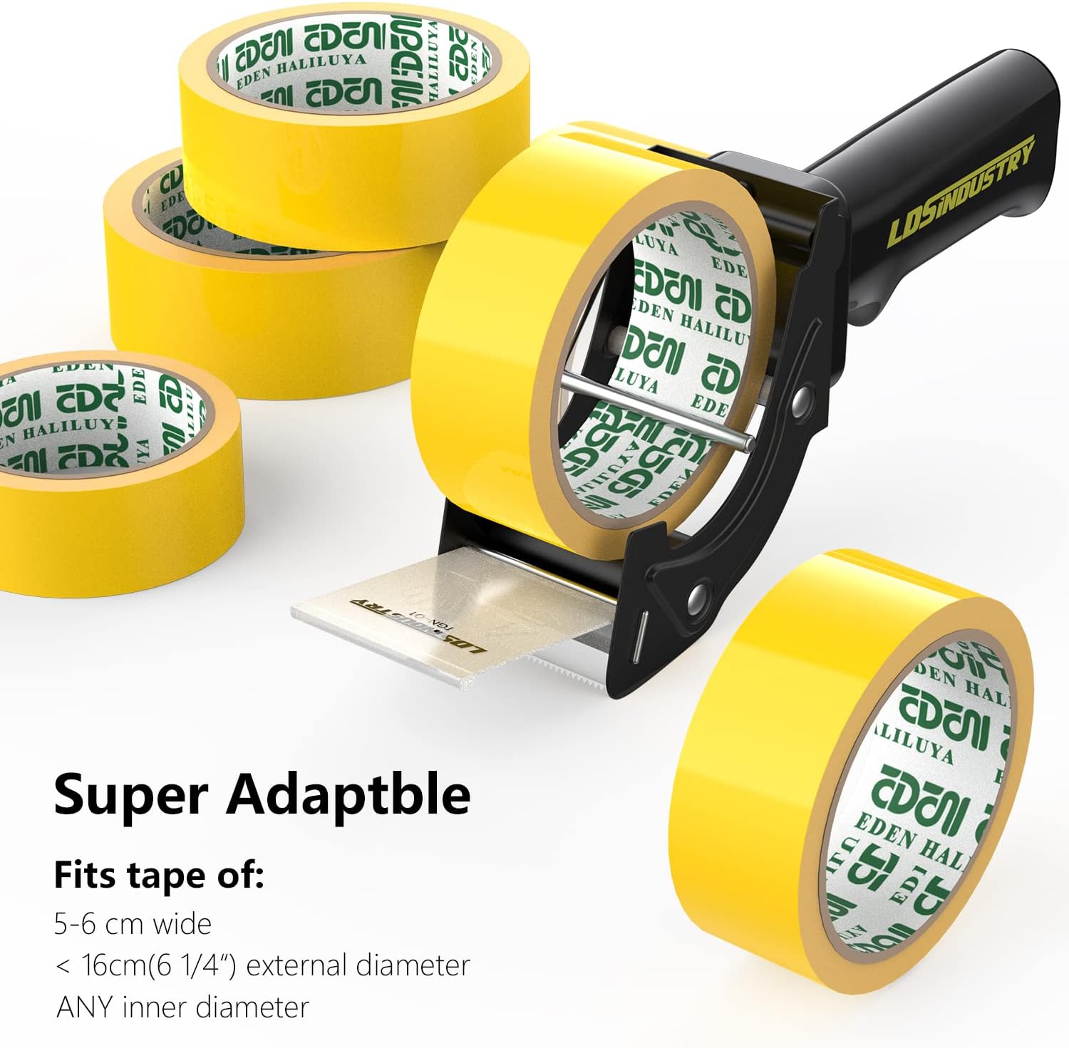 2 Pcs Rapid-Replace Packing Tape Dispenser Guns with Extra Blade, 2IN(50mm) Lightweight Ergonomic Industrial Handheld Heavy Duty Tape Cutter for Carton, Packaging and Box Sealing Black