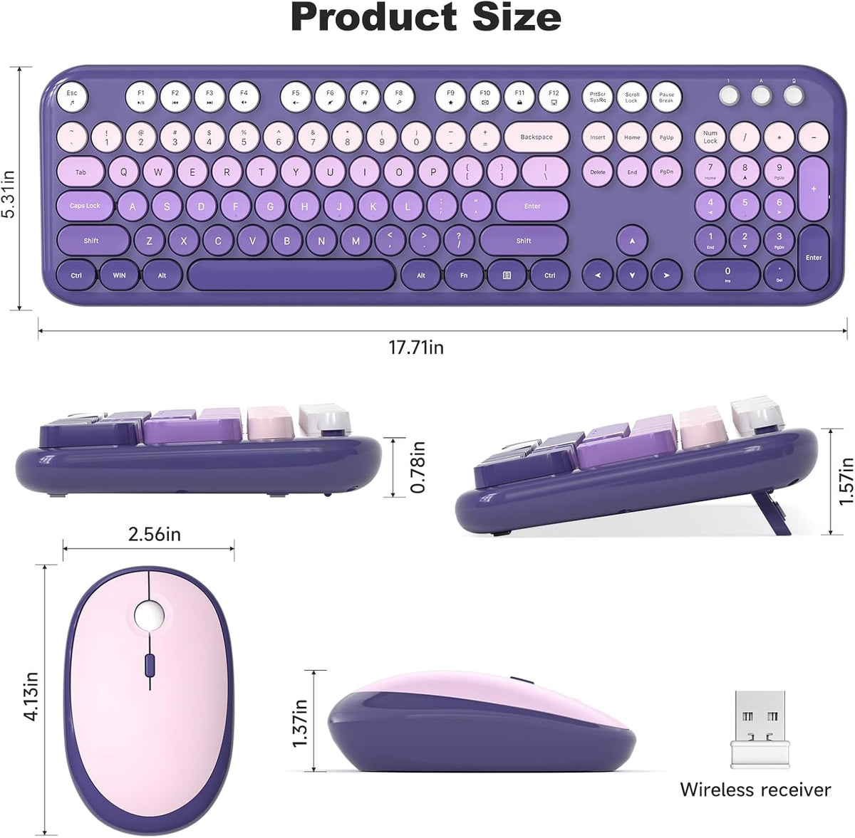 MOFII Wireless Keyboard and Mouse Combo, Cute Keyboard Full Size and Wireless...