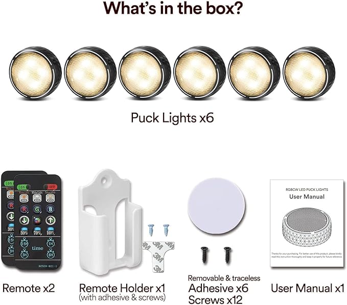 LED Puck Lights with Remote Battery Operated Under Cabinet Lighting Wireless - Image 2