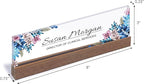 ARTBLOX | Office Personalized Name Plate Blue Leaf Design On Clear Acrylic Glass - Image 3