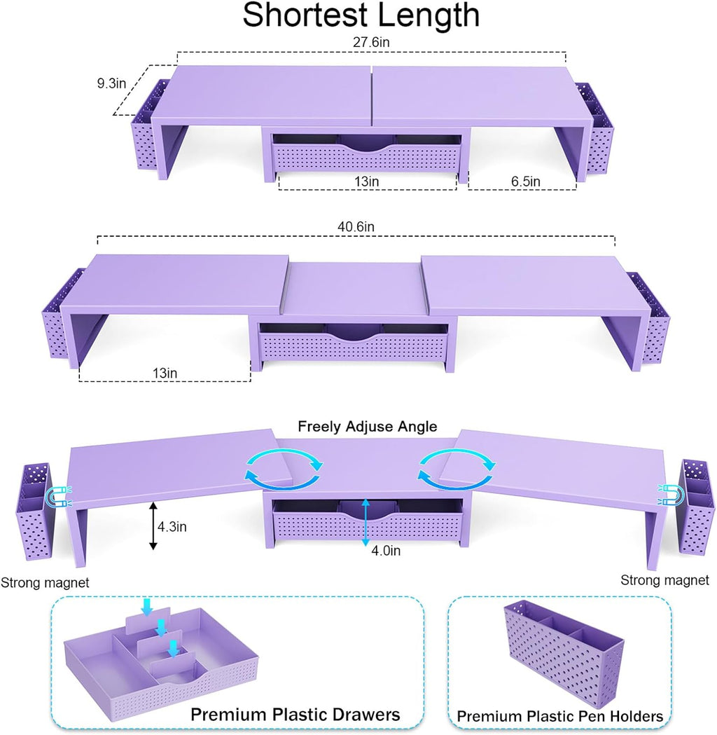 gianotter dual monitor stand riser with drawer and, package contents