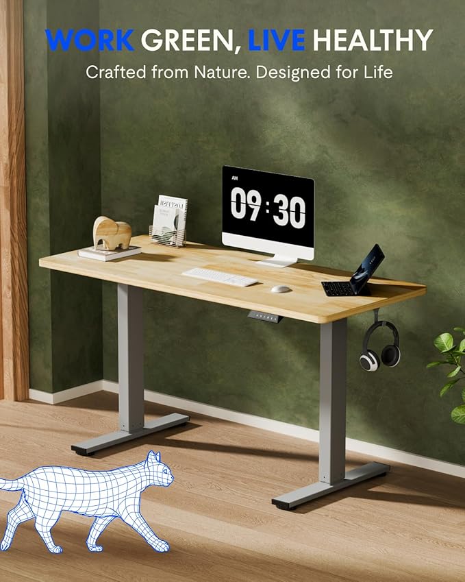 FLEXISPOT EN1 One-Piece Solid Wooden Standing Desk 55 x 24 Inches Height - Image 2