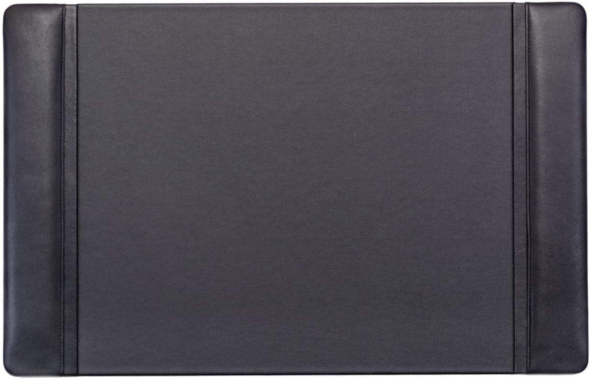 Dacasso Black Leather 22" x 14" Side Rails Desk Pad