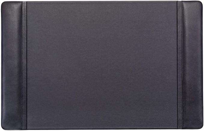 Dacasso Black Leather 22" x 14" Side Rails Desk Pad by Dacasso