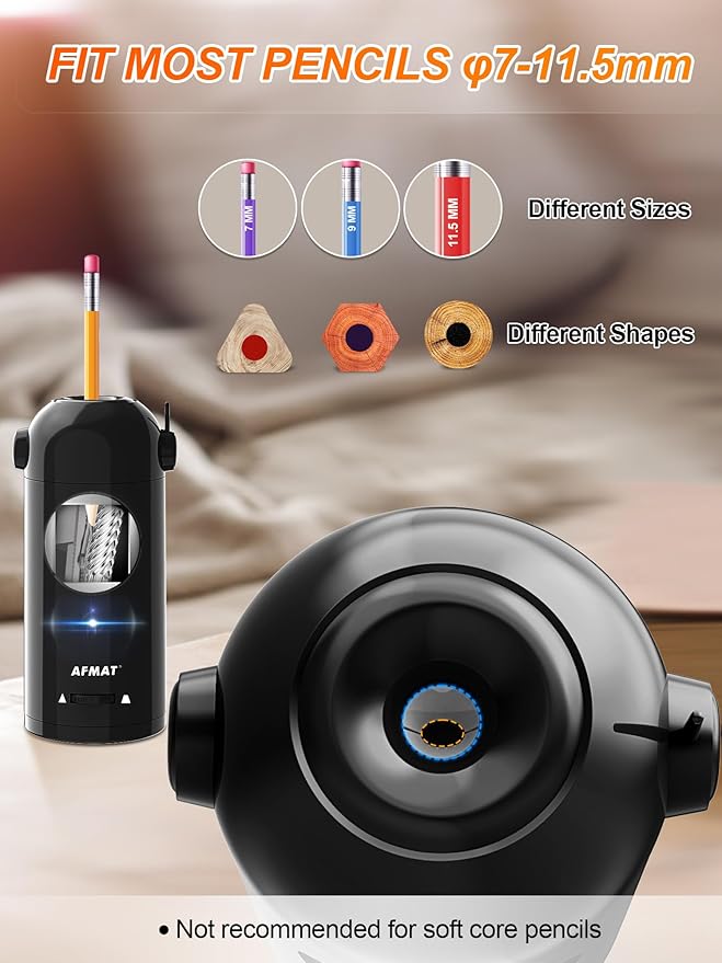 AFMAT Electric Pencil Sharpener, Fully Automatic Pencil Sharpener - Image 3