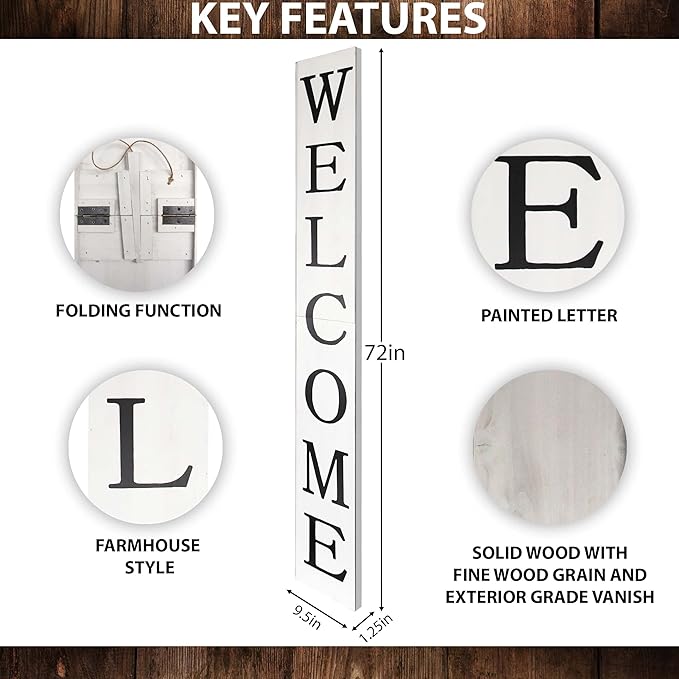 Tall White Welcome Sign - 6ft Rustic Farmhouse Decor - Image 2