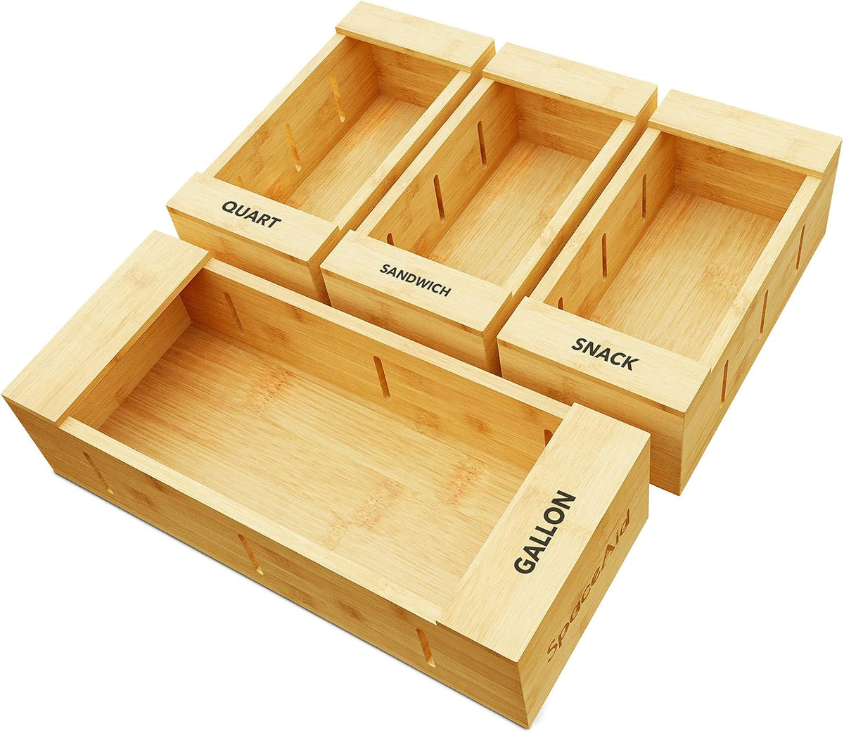 SpaceAid Bag Storage Organizer for Kitchen Drawer, Bamboo Organizer, Compatib...