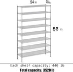 Regal Altair 18" Deep x 54" Wide x 86" Height Wire Shelving Kit | 8-Tier | NSF - Image 3