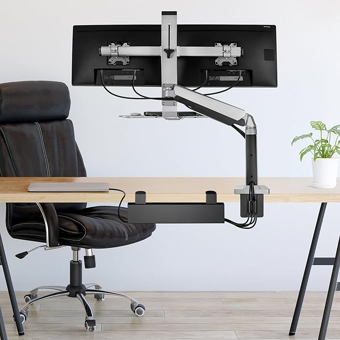 Mount-It! Under Desk Cable Management Tray – Clamp-On No-Drill Metal Cable - Image 9