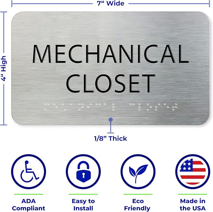 ADASigns Mechanical Closet Sign 7" W x 4" H - Image 3