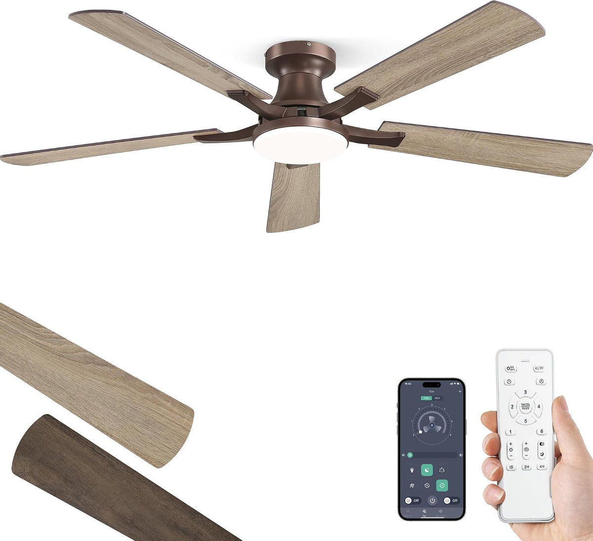 zmishibo 52 inch ceiling fans with lights, remote&app, main product view