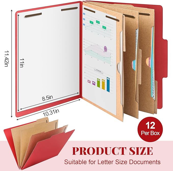 12 Pcs Classification Folders Letter Size 3 Pocket Dividers Employee File Folder - Image 2
