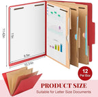 12 Pcs Classification Folders Letter Size 3 Pocket Dividers Employee File Folder - Image 2