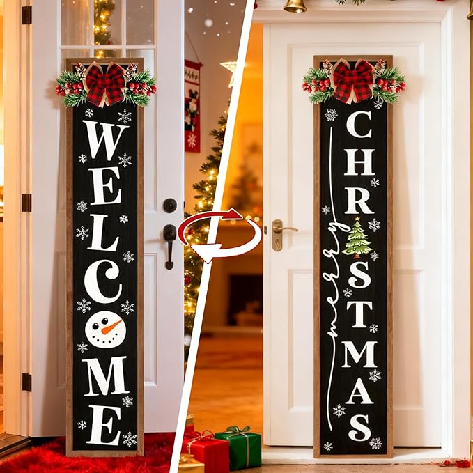 Double-sided Merry Christmas Wooden Sign Stand - Image 3