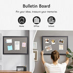Bulletin Board 36 x 24 Inch, 100% Wood Framed Canvas Cork Board - Image 2