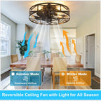 depuley flush mount ceiling fan: 20" caged ceiling, close-up detail