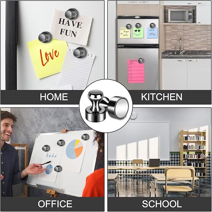Junarter 45 Pack Magnetic Push Pins, Refrigerator Magnets Strong, Dry Erase - Image 6
