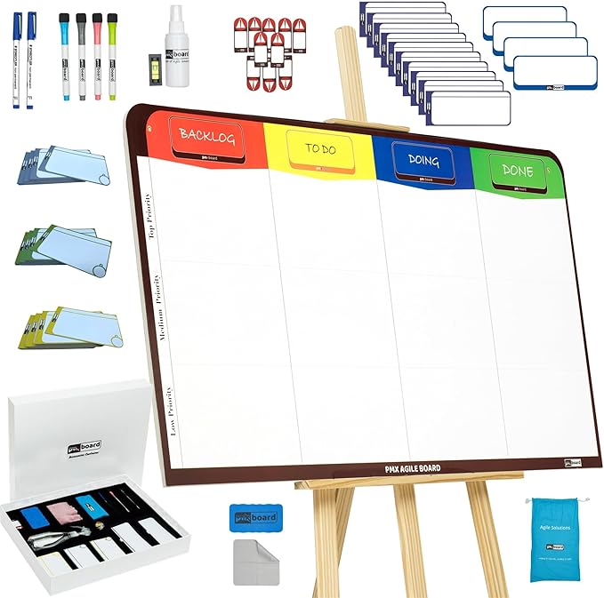 pmxboard Full Magnetic Agile Board Kit. Kanban Board, Scrum Board, Dry Erase by pmxboard-makethingsvisual