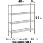 Regal Altair 14" Deep x 48" Wide x 54" Height Wire Shelving Kit | 4-Tier | NSF - Image 3