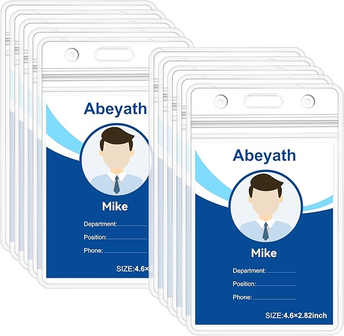 ABEYATH 10 Pack Extra Thick ID Card Name Badge Holder Heavy Duty Waterproof by Abeyath