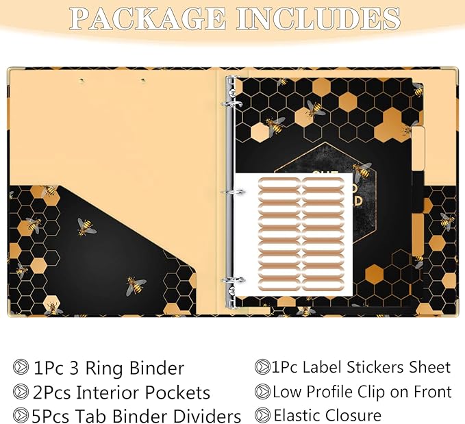 Lateefah 3 Ring Binder, 1 Inch Binder Organizer - Image 6