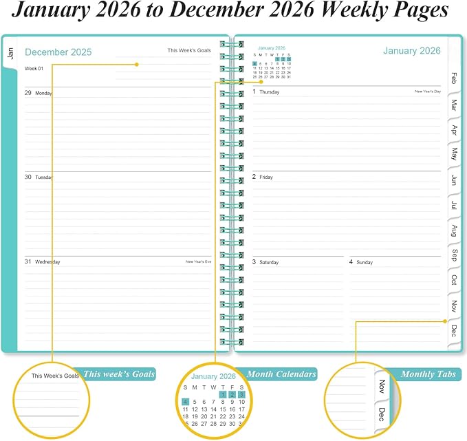2026 Planner - A5 Weekly & Monthly Planner Spiral Bound, January 2026 - - Image 3