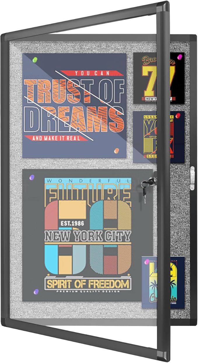 Outdoor Enclosed Bulletin Board, Wall-Mounted Black Aluminum Framed Display Case by EnclosedBulletinBoard