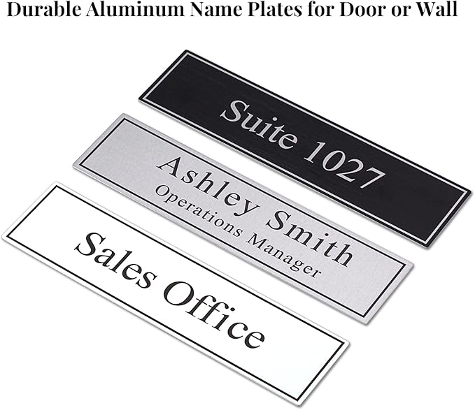 2" x 8" Personalized Office Aluminum Name Plates, Custom Elegant Name Plates - Image 2