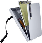 Saunders Recycled Aluminum Citation Holder, Police Ticket Book Clipboard | Silver, holds two summons books, hinged privacy plate blocks write-through, hook-loop strap, pen clip, water-resistant, USA