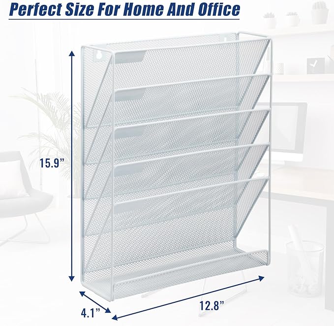 EASEPRES Desk File Organizer Mesh 6-Tier, Hanging Wall Mount Document - Image 3
