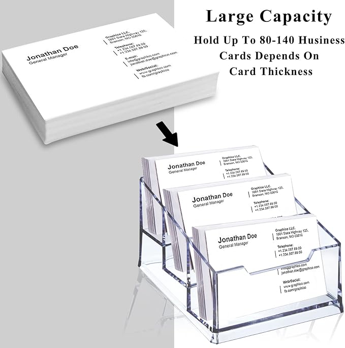 Clear Acrylic Business Card Holder, 3 Tier Premium Acrylic Clear Business Card - Image 3