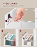 vasagle 3 drawer file cabinet with locks, for showing dimensions