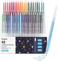 Grabie 42 Capped Glitter Gel Pen Set, 18 Iridescent&24 Essential Color Pens by Grabie
