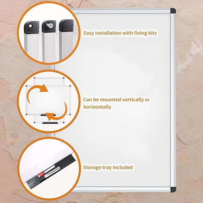 VIZ-PRO Dry Erase Board/Whiteboard, 36 X 24 Inches, Wall Mounted Board - Image 4