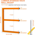 lumber rack wall-mounted lumber storage rack, heavy duty shown in use
