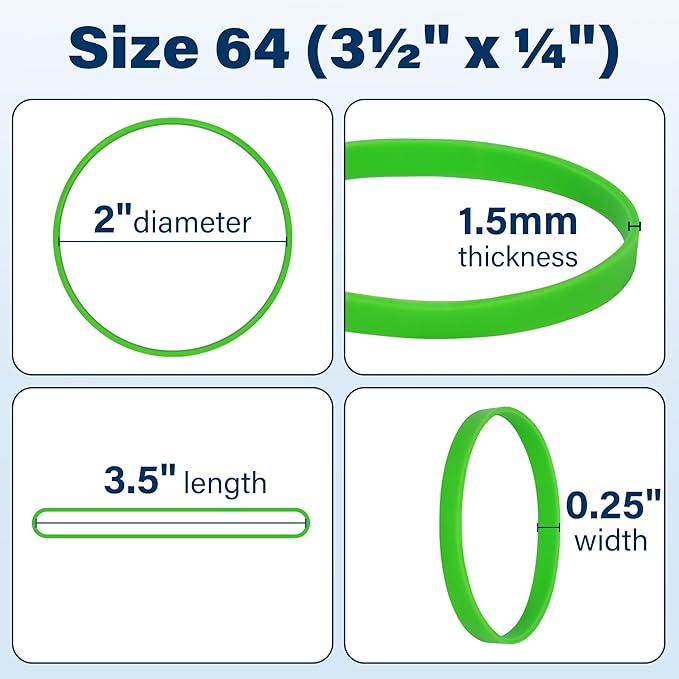 LotFancy Rubber Bands, Size 64, 0.5 lb Approx 130 Pcs Thick Heavy Duty Colored - Image 2