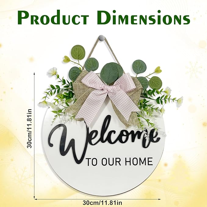 VPDTVK Welcome Sign for Front Door, Rustic Welcome Door Sign Outdoor Wreaths - Image 7