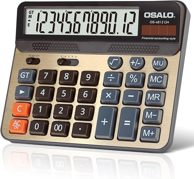 Desktop Calculator Extra Large 5-Inch LCD Display 12-Digit Big Number by Pendancy