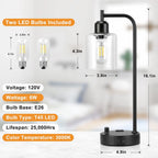 industrial bedside lamps set of 2, fully dimmable shown in use