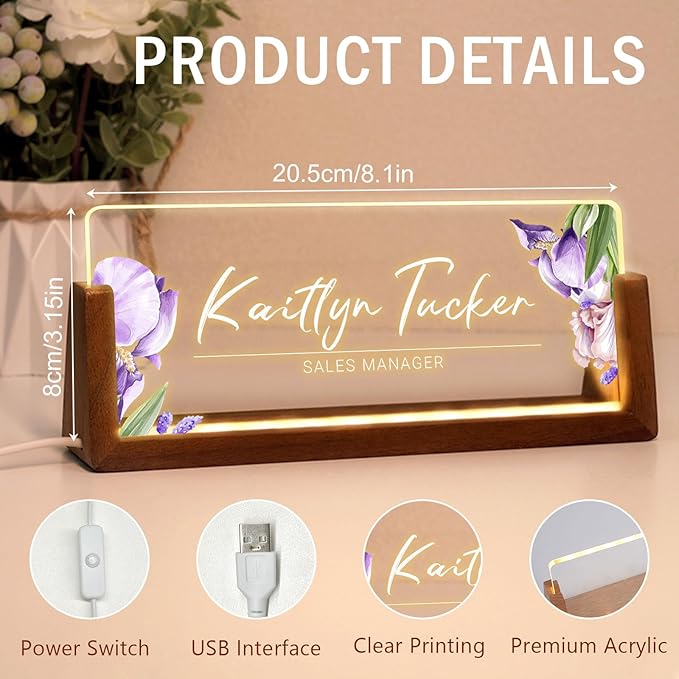Desk Name Plate Personalized, Custom Office Light Up Name Plate - Image 6